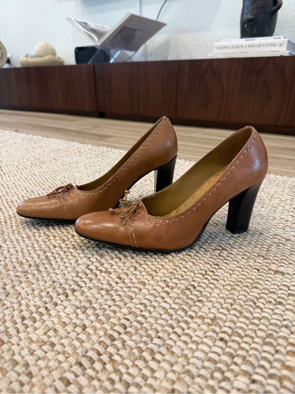 Vintage Paolo 90s/Y2K Tan leather block heels